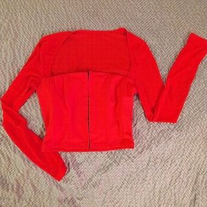 Long sleeve cropped sexy shirt